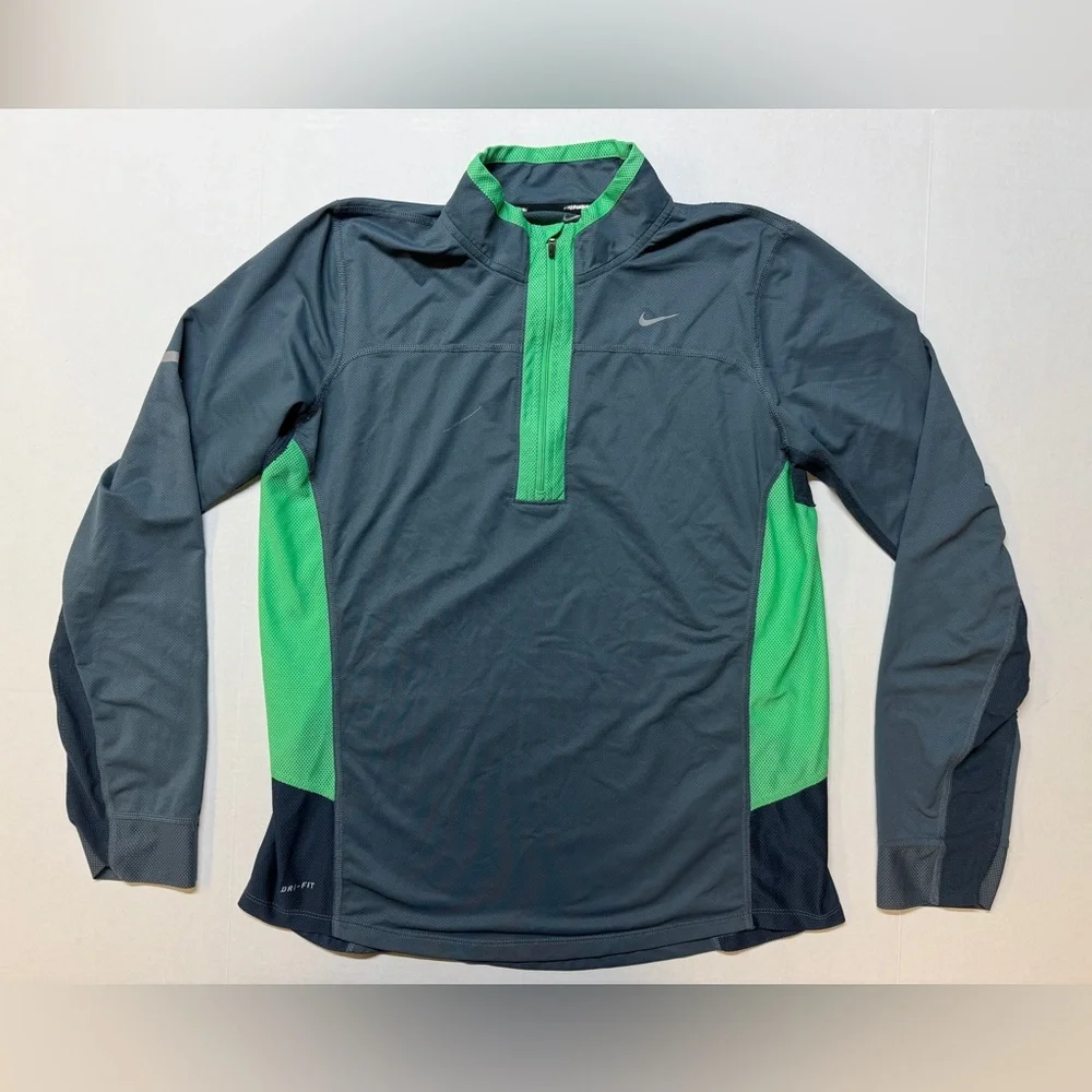 Nike Dri-Fit Dark Grey Green Men’s Large Half Zip Running Jacket